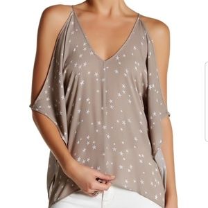 Lovestitch Split Sleeve Neutral Star Pattern Blouse Size Medium
